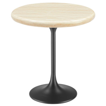 Lippa 20" Round Artificial Travertine  Side Table / EEI-6747