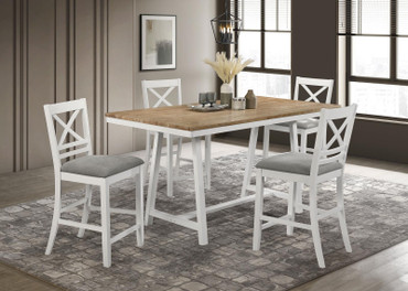 Hollis 5-piece Counter Height Dining Set Brown and White / CS-122248-S5