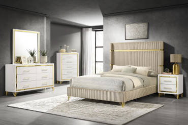 Lucia 5-piece Queen Bedroom Set Beige and White / CS-224731Q-S5