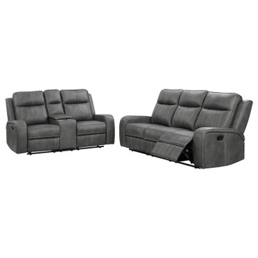 Raelynn 2-piece Upholstered Motion Reclining Sofa Set Grey / CS-603191-S2