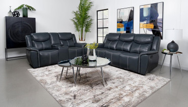 Sloane 2-piece Upholstered Motion Reclining Sofa Set Blue / CS-610271-S2