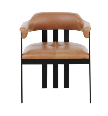 Modrest Hazen - Modern Camel Leather + Black Iron Dining Chair / VGOD-ZW-23151-CML