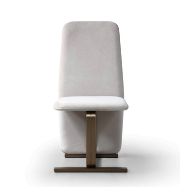 Modrest Tasha - Modern Light Beige Grey Velvet + Brushed Brass Dining Chair (Set of 2) / VGVC-B2133-LTGRY
