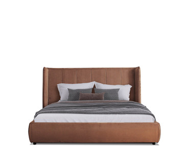 Eastern KingModrest Emilia - Modern Burnt Orange Velvet Bed / VGKN-N5070-ORG-EK