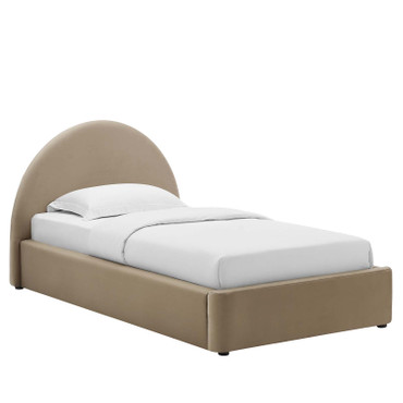 Resort Performance Velvet Arched Round Twin Platform Bed / MOD-7129