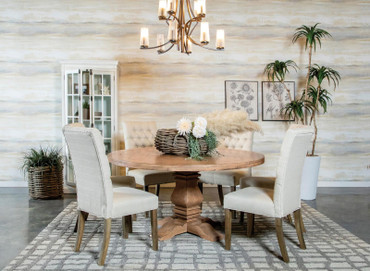 Florence 7-piece Round Dining Table Set Rustic Honey / CS-180200-S7A