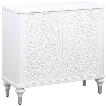 Cardella 2-door Mandala Accent Cabinet Distressed White / CS-950411