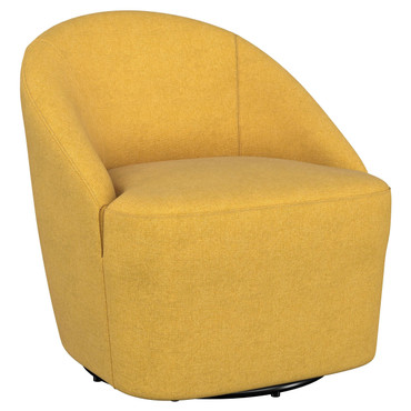 Leon Upholstered Barrel Accent Swivel Chair Mustard Yellow / CS-903076