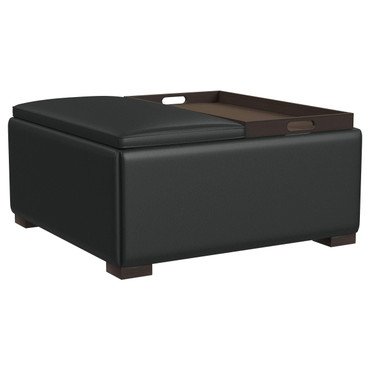 Paris Multifunctional Upholstered Storage Ottoman with Utility Tray Black / CS-910142