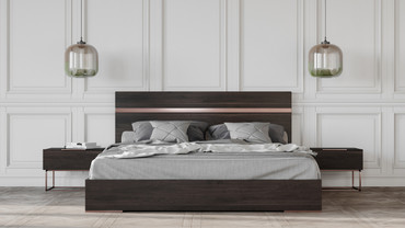 Queen Nova Domus Benzon Italian Modern Dark Rovere Bed / VGACBENZON-BED-Q