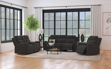 Brentwood 3-piece Upholstered Reclining Sofa Set Charcoal / CS-610284-S3