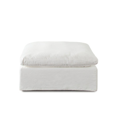 Willow Ottoman in White Linen Fabric / WILLOWOTWH