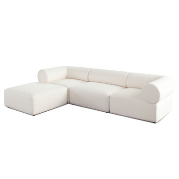 Zia 4PC Modular Reversible Chaise Sectional in Ivory Sherpa Fabric / ZIA2SC1AC1OTIV