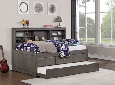 TIBALT Twin DayBed w/ Trundle, Dark Gray / FOA7466GY-T-BED