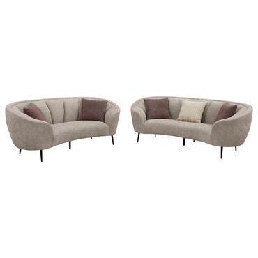 Ellorie 2-piece Upholstered Curved Sofa Set Beige / CS-504837-S2