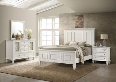 Sandy Beach 4-piece California King Bedroom Set Cream White / CS-201301KWN-S4