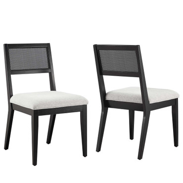 Nimba Faux Rattan Fabric Dining Chairs Set of 2 / EEI-6781