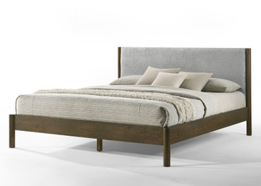 Queen Modrest Carolina - Modern Grey Fabric + Wenge Bed / VGMA-BR-167-BED-WNG-Q