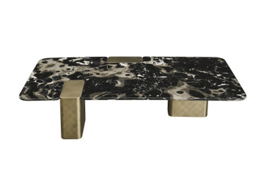 Modrest Quest - Modern Black Rose Marble + Antique Brass Coffee Table / VGFA-CT2018