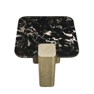 Modrest Quest - Modern Black Rose Marble + Antique Brass End Table / VGFA-CT2017