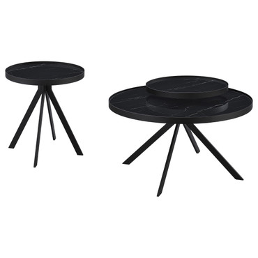 Briggs 2-piece Round Coffee and End Table Set Black / CS-706268-S2