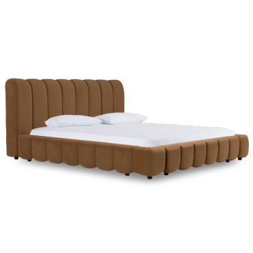 Eastern King Modrest Harris - Modern Brown Fabric Bed / VGKK-KF.B2032-BRN-EK