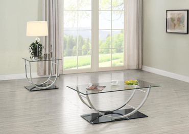 Danville 2-piece Glass Top Coffee and End Table Set Chrome / CS-704988-S2