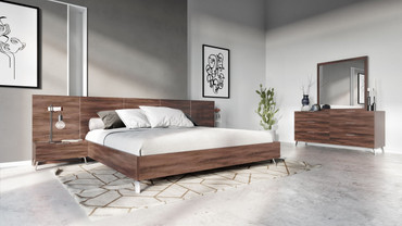 Queen Nova Domus Brooklyn - Italian Modern Walnut 4-Piece Bedroom Set / VGACBROOKLYN-4PC-SET-Q
