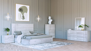 Eastern King Nova Domus Asus - Modern Italian White 4-Piece Bedroom Set / VGACASUS-WHT-4PC-SET-EK