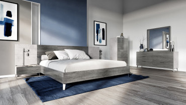 Eastern King Nova Domus Bronx Italian Modern Faux Concrete & Grey 4-Piece Bedroom Set / VGACBRONX-4PC-SET-EK