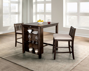 LESCLES 3 Pc. Counter Ht. Table Set, Dark Cherry / FM3423CH-PT-3PK