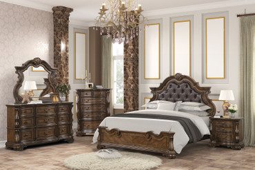 LEOVANNI 4 Pc. Queen Bedroom Set / FM70003DB-Q-F-4PC