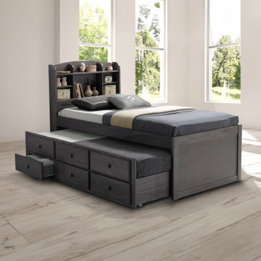 TROUTDALE Twin Captain Bed, Stain Gray / FM7106GY-T-BED