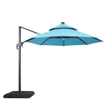 NUTI 10' Round Umbrella, LED Light, Teal / LA-A031TL