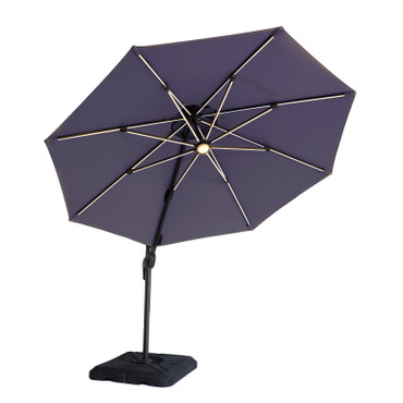 FERA 10' Round Umbrella, LED Bulb, Navy + Base / LA-A032BL+BASE