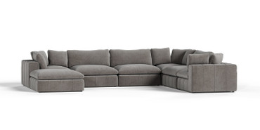 Divani Casa Vicki - Modern Grey Fabric Modular Sectional Sofa-7-Piece Sectional / VGKK-KF.8033-SECT-GRY-7-Piece Sectional