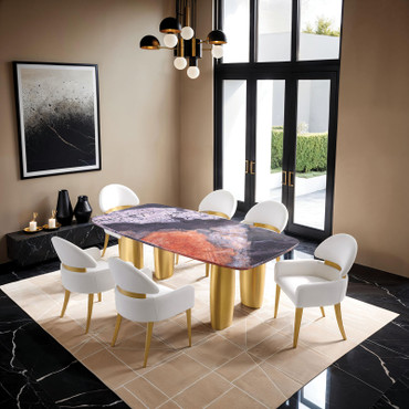 Northolt 7 Pc. Dining Table Set, White Chair / FM37004GY-T-7PC