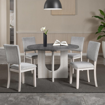 Oberto 5 Pc. Round Dining Table Set / SL3406GY-RT-5PC