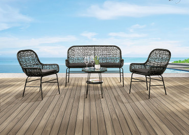 Zalika 4 Pc. Conversation Set, Black / FM80010BK-T-4PC-BN