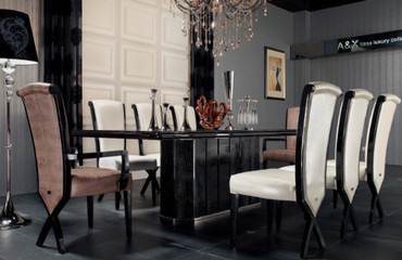 Supreme Luxury Ebony Veneer and Black Crocodile Dining Table / VGUNAC832-240