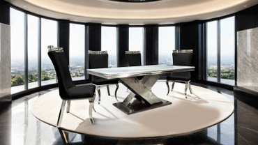 Palazzo Dining Table, Chrome / FM33002SV-T-TABLE