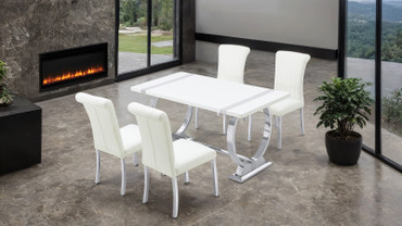 Holstebro 5 Pc. Dining Table Set, Silver - 60", SW Chair / FM37007SV-T-5PC-07SW