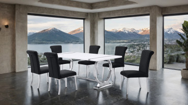 Holbaek 7 Pc. Dining Table Set, Silver - 80", SB Chair / FM37008SV-T-7PC-07SB