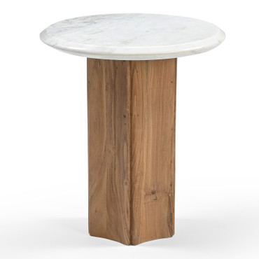 Dillinger - Modern White Marble + Mango Wood End Table / VGBR-ART-82403