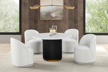 Varde 5 Pc. Round Dining Set / FM3431WH-RT-5PC-01WH