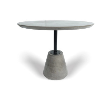 Modrest Nathrop - Stylish Round Dining Table with Grey Concrete Top & Sleek Black Metal Base / VGGR614190