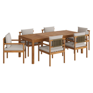 Eleni 7 Piece Outdoor Patio Teak Wood Dining Set by Modway / EEI-7563