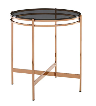 Bradford - Modern Smoked Glass & Rosegold Small End Table / VGEWCT1011-1AA-ET
