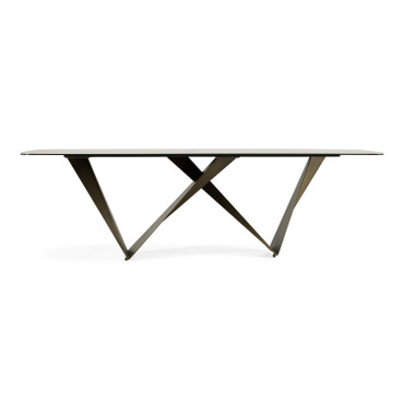 Melanie - Modern White Ceramic & Brushed Brown Dining Table / VGVCT1886-WHT-DT