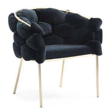 Debra - Modern Black Velvet Champagne Gold Dining Chair / VGVCB202-BLK-DC